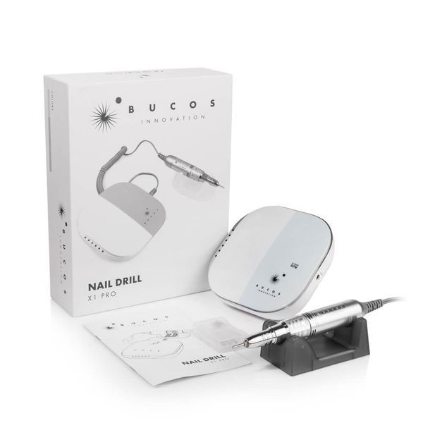 BUCOS Nail Drill X1 PRO ICE BLUE (65W/40000 об.) Фрезер для манікюру + український посібник 26823 фото
