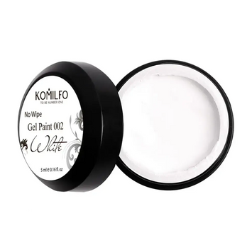 Komilfo No Wipe Gel Paint White 002 Гель-фарба БЕЗ липкого шару біла, 5 мл 11816 фото