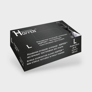 Teysha Рукавички нітрилові HOFFEN Чорні L 3,5 г 71379 фото