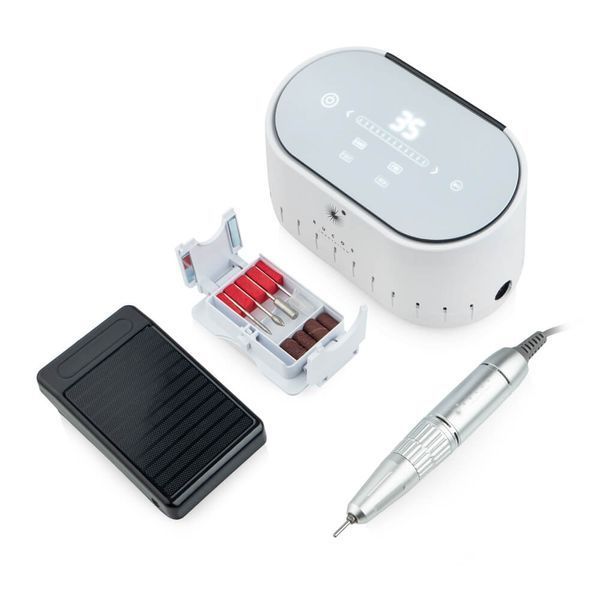 BUCOS Nail Drill X3 PRO WHITE PEARL (65W/35000 об.) Фрезер для манікюру + український посібник 26829 фото