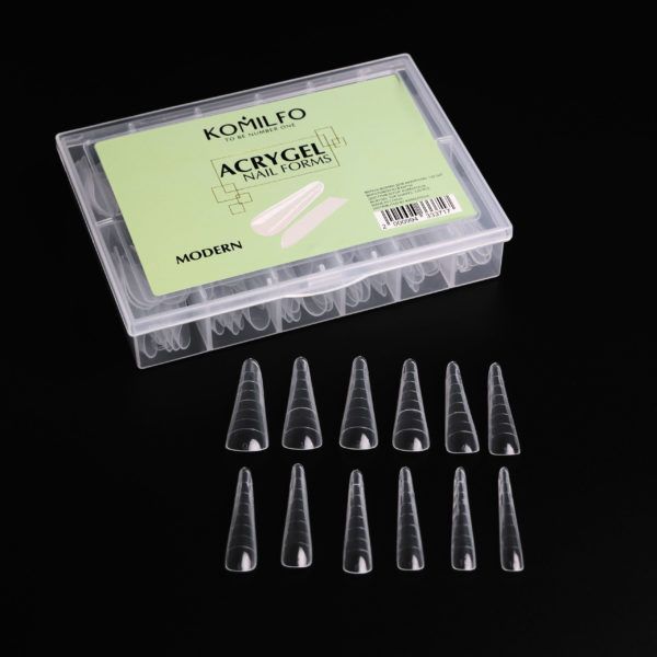 Komilfo Acry Gel Top Nail Forms, Modern - Верхні форми для нарощування, сучасний миндаль, 120 шт 14332 фото
