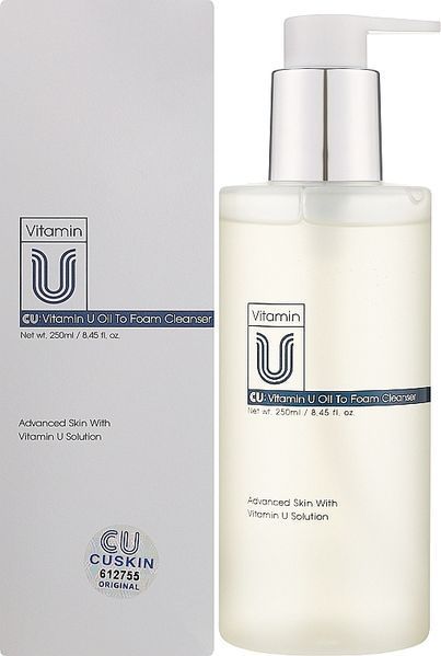 CU SKIN Гідрофільний засіб для очищення чутливої шкіри з вітаміном U Vitamin U Oil To Foam Cleanser, 250 мл 40233 фото
