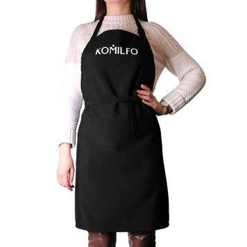 Komilfo Фартух Komilfo, чорний, короткий, з трьома кишенями 12702 фото