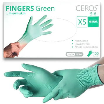 Teysha Ceros Green Нітрилові рукавички зеленого кольору 3.4 г розмір XS 50 пар/уп 65266 фото