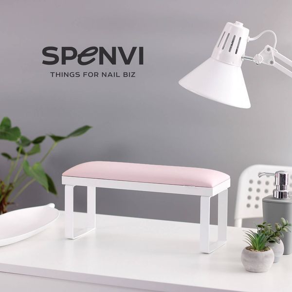 SPENVI Підставка для манікюру Loft Pastel Pink на знімних білих металевих ніжках на білій основі 116985 фото