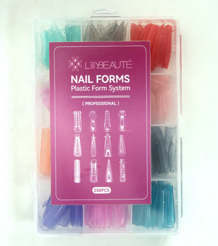 LILLY BEAUTE Верхні форми 12/1, кольорові Nail Forms 288pcs 113936 фото