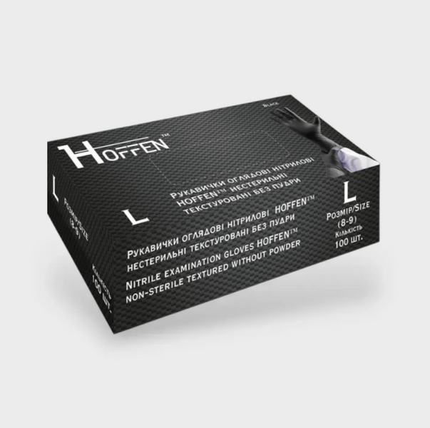 Teysha Рукавички нітрилові HOFFEN розмір L 3,5 г Чорні 2 шт (1 пара) 72537 фото