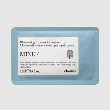 DAVINES MINU Mask Маска швидкої дії для збереження кольору фарбованого волосся Essential Haircare, 12 мл 113948 фото