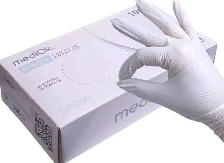 MediOk Snow Рукавички нітрилові розмір S білі 100 шт 71689 фото