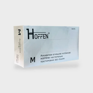 Teysha Рукавички нітрилові HOFFEN Білі без пудри M(7-8) 100 шт. 104978 фото