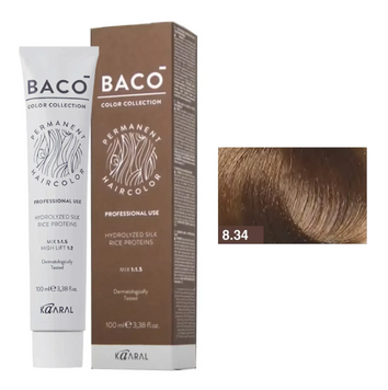 KAARAL BACO COLOR COLLECTION аміачна фарба №8.34 100 мл світлий блондин золотистий-мідний 62045 фото