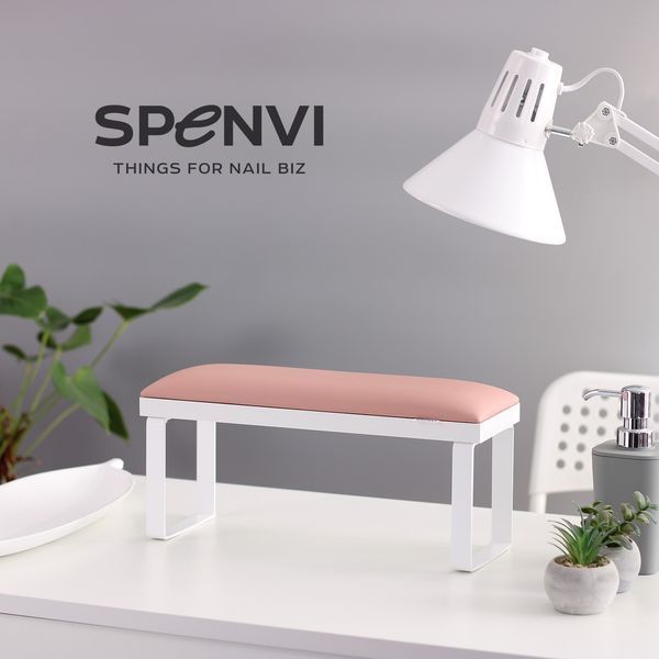 SPENVI Підставка для манікюру Loft Light pink на знімних білих металевих ніжках на білій основі 35892 фото