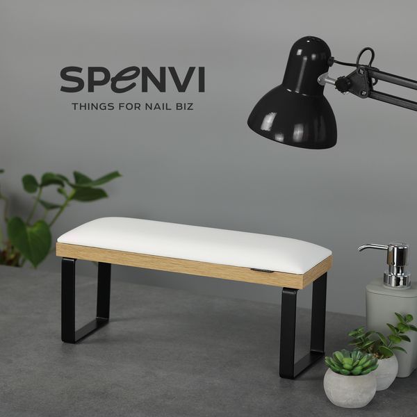 SPENVI Підставка для манікюру Loft White на знімних чорних металевих ніжках на коричневій основі 35878 фото